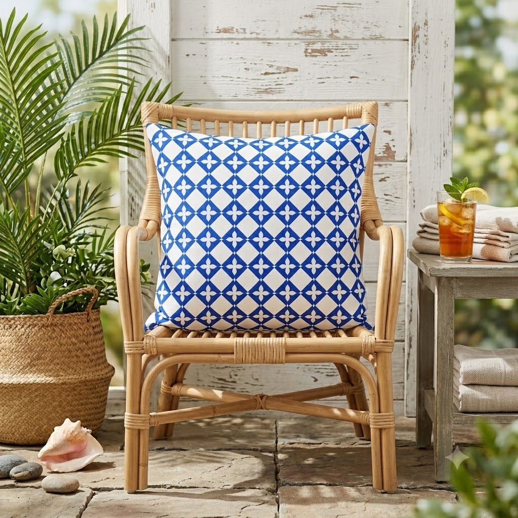 Mediterranean Tile Outdoor Patio Pillow