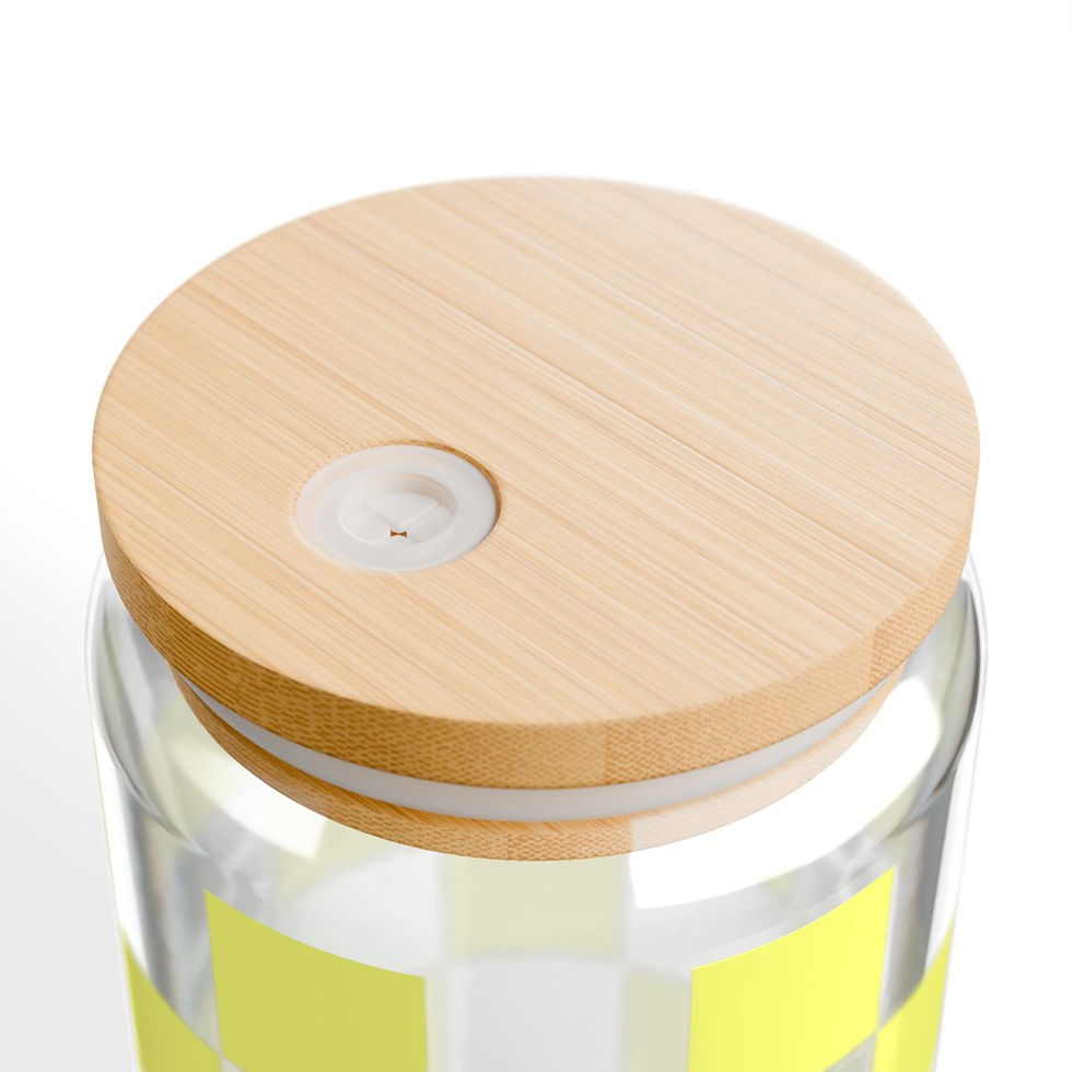 Thumbnail: Checkered Yellow Sipper Glass — 16oz 