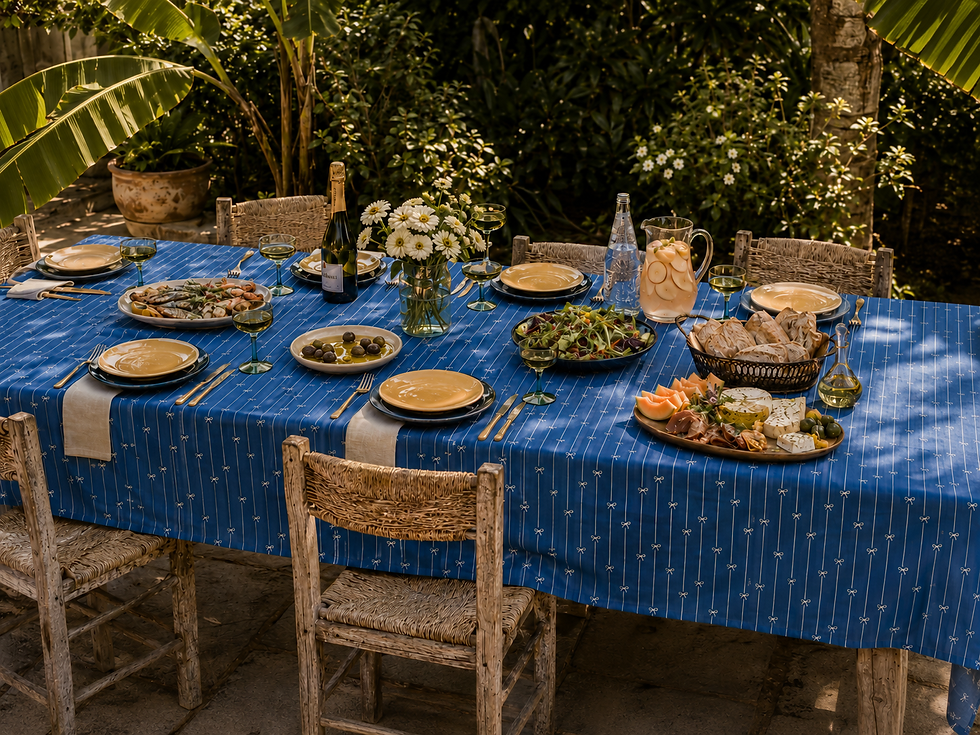 Thumbnail: Les Rubans Blue Tablecloth 