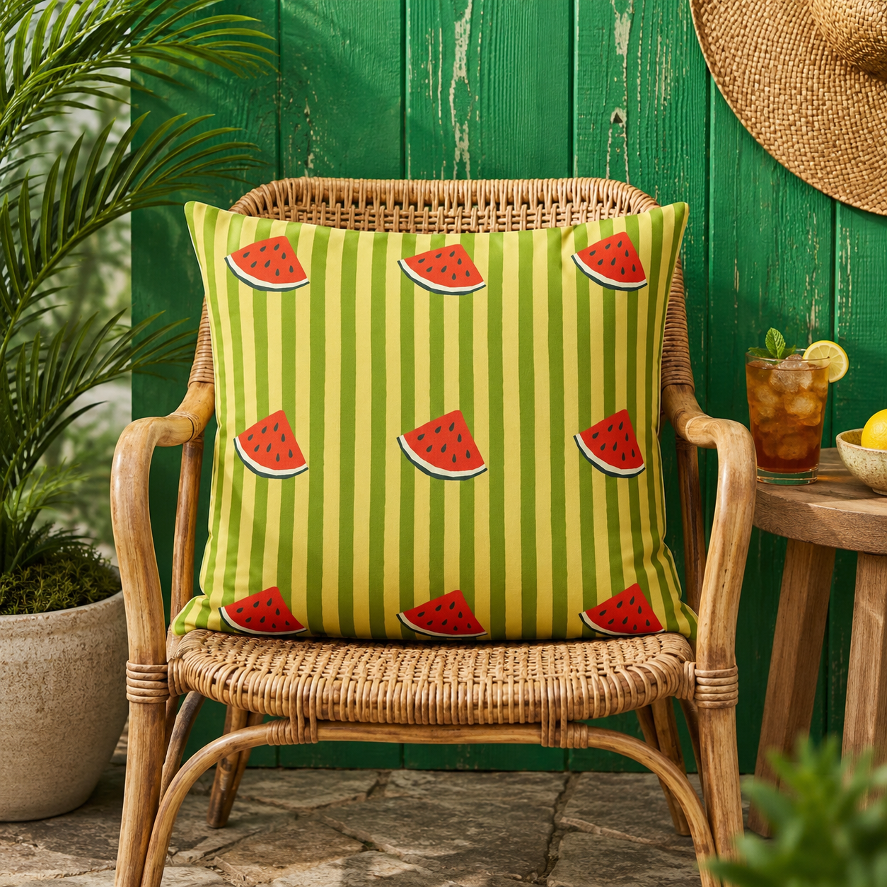 Watermelon Cabana Outdoor Patio Pillow