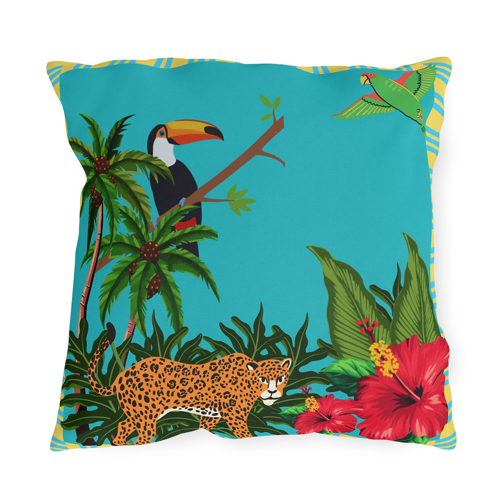 Thumbnail: Tropical Hibiscus Outdoor Patio Pillow 