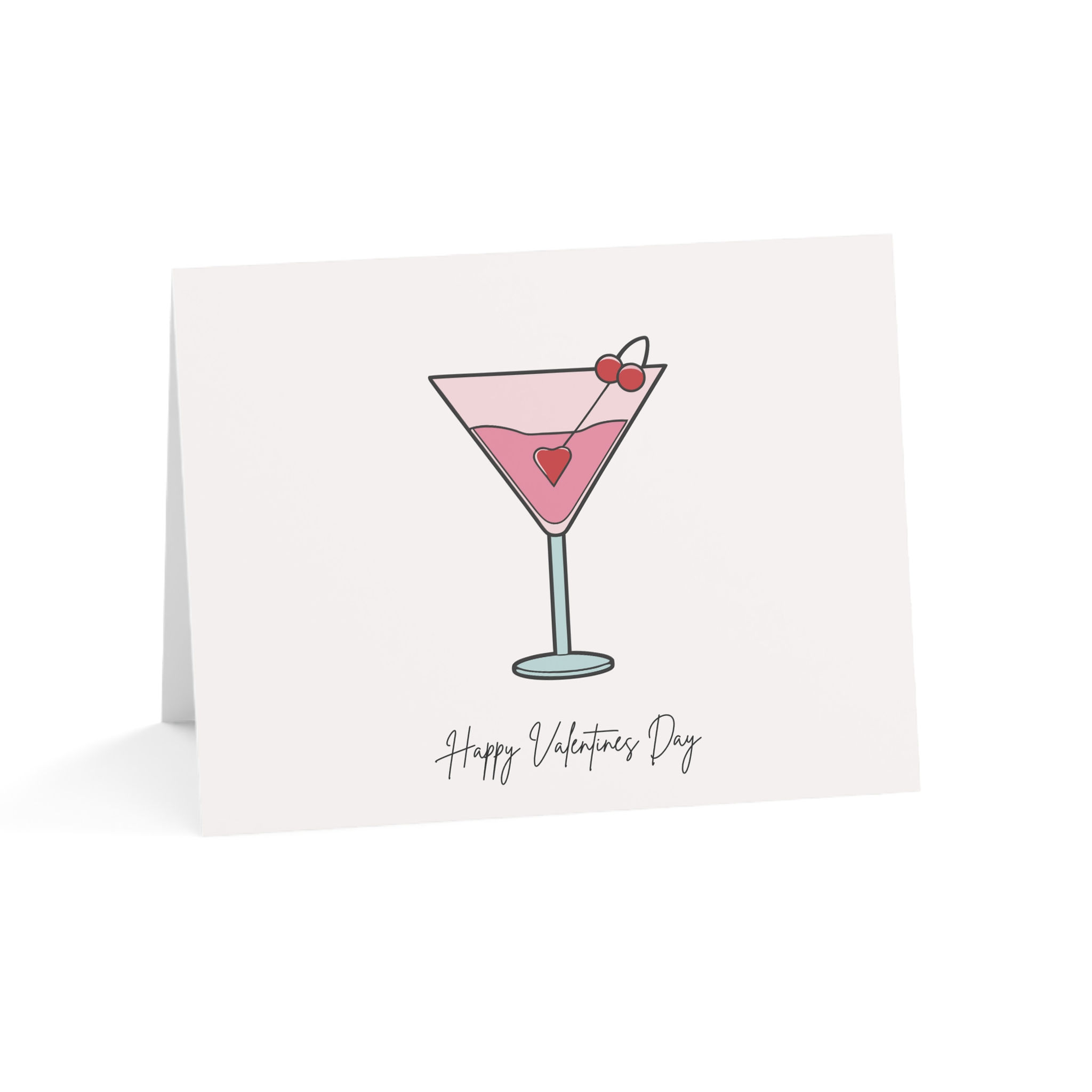 Heart Cherry Tini Valentines Day Greeting Card Sets