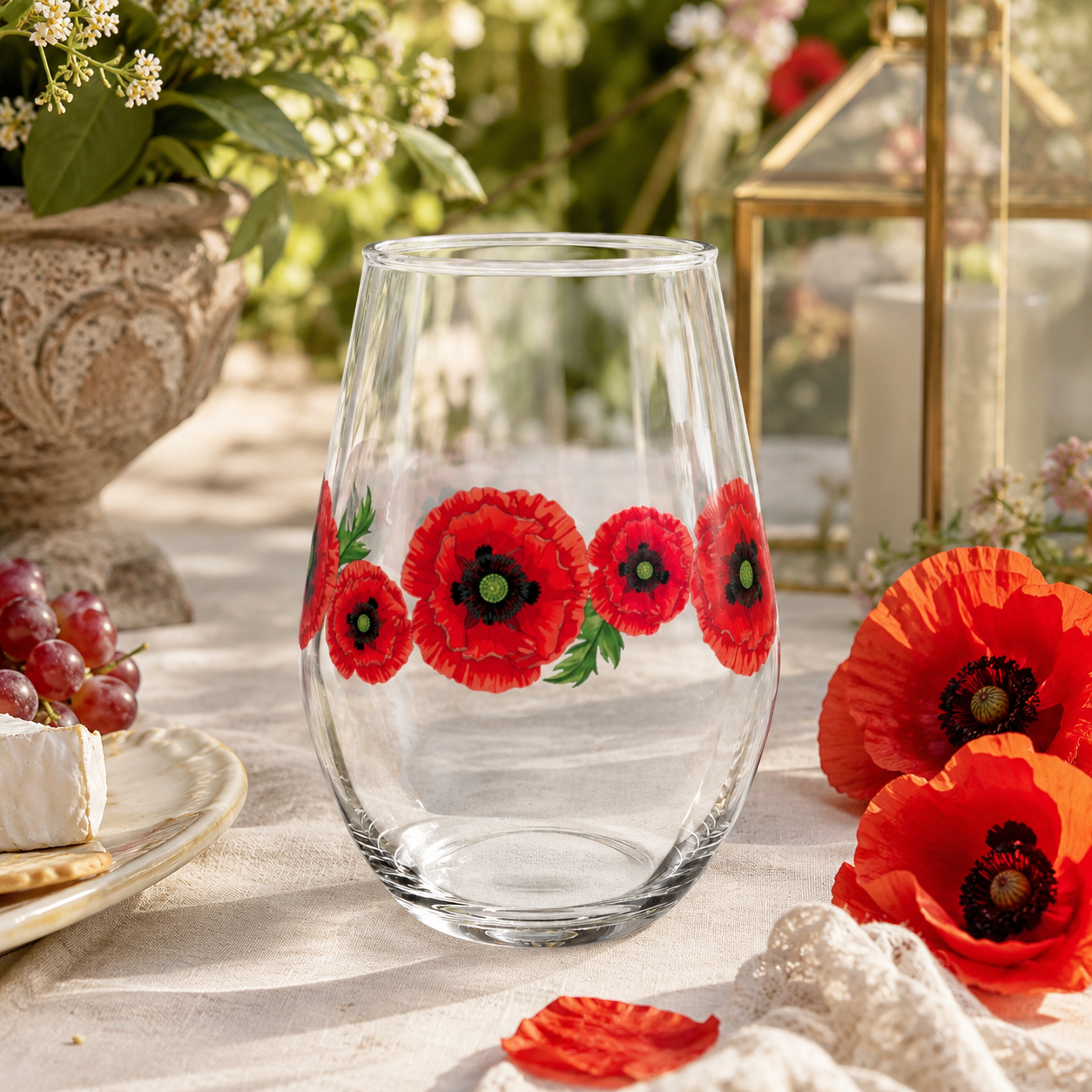 Poppy Bloom Stemless Wine Glass 11.75 oz