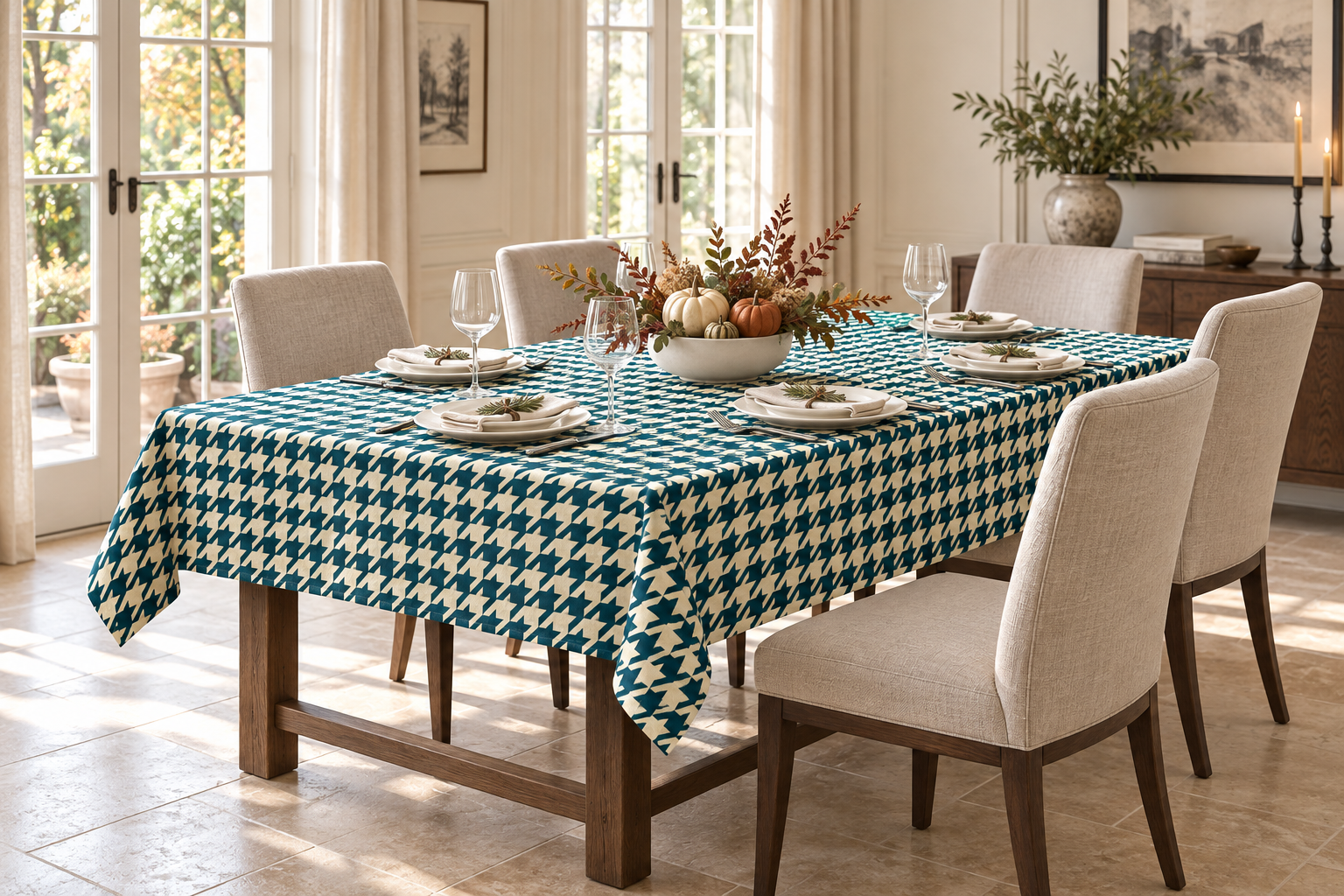 Houndstooth | Cobalt Blue Dining Table Cover
