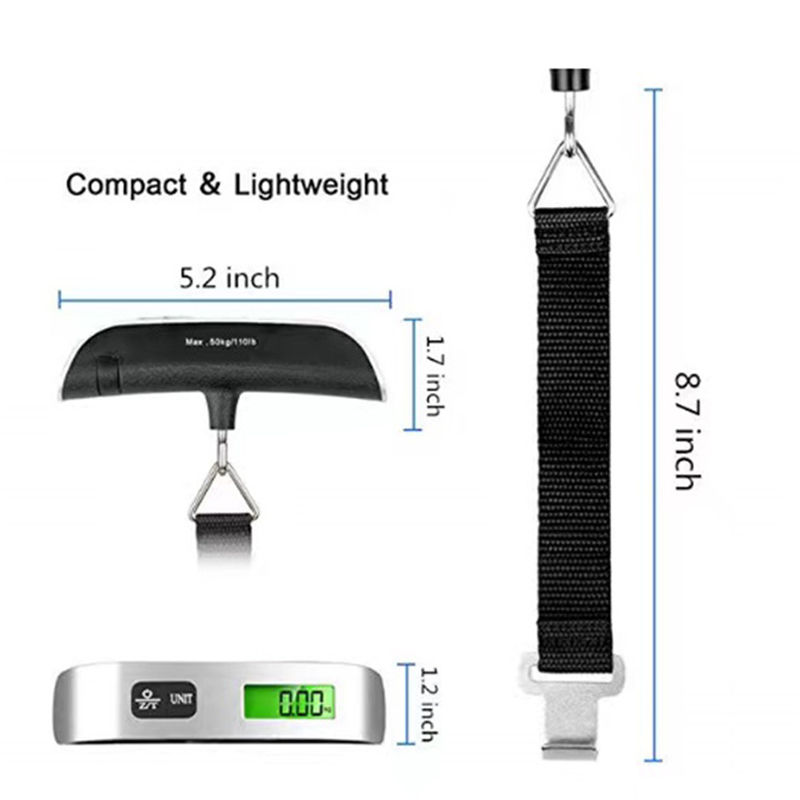 Thumbnail: Portable Scale Digital LCD Display 110lb/50kg Electronic Luggage Hanging Suitcas
