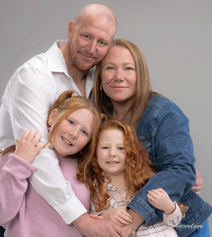 Portrait photography work samples of couples, families, and individuals in studio and outdoor settings.