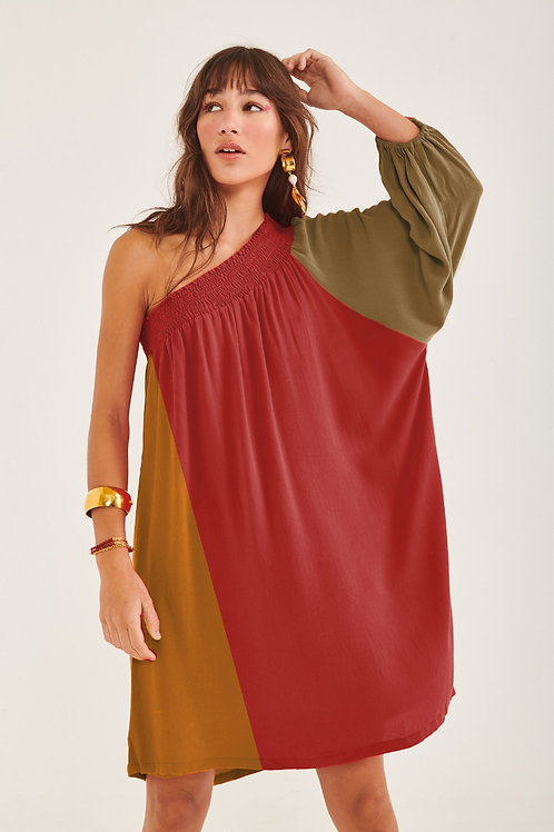Vestido Deusa Curto Bicolor