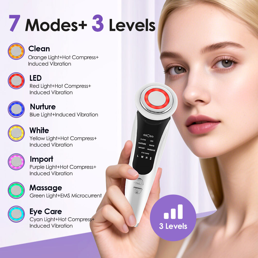 EMS Facial Massager LED Light therapy Sonic Ion Vibration Skin Tightening Face L