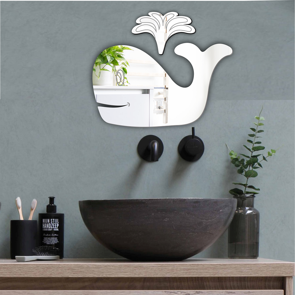 Whale Bathroom Wall Mounted Acrylic Mirror