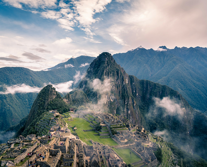 Machu Picchu amidst clouds