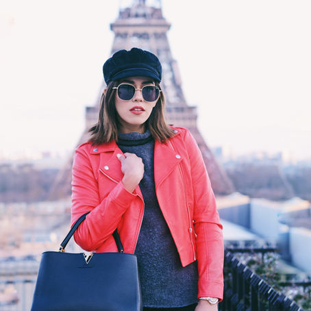 #StreetStyle: PFW Red Biker look