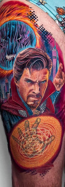 Amy Zager Denver Tattoo artist watercolor galaxies portraits pet glitter sticker embroidery patch rainbow brush color tattoos marvel star wars dr strange comic book tattoo portrait tattoo