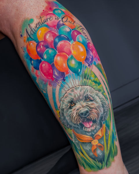 Amy Zager Denver Tattoo artist watercolor galaxies portraits pet glitter sticker embroidery patch rainbow brush color tattoos tattoo artists near me nature tattoo watercolor mountain colorado springs golden boulder nature tattoo dog balloon disney 