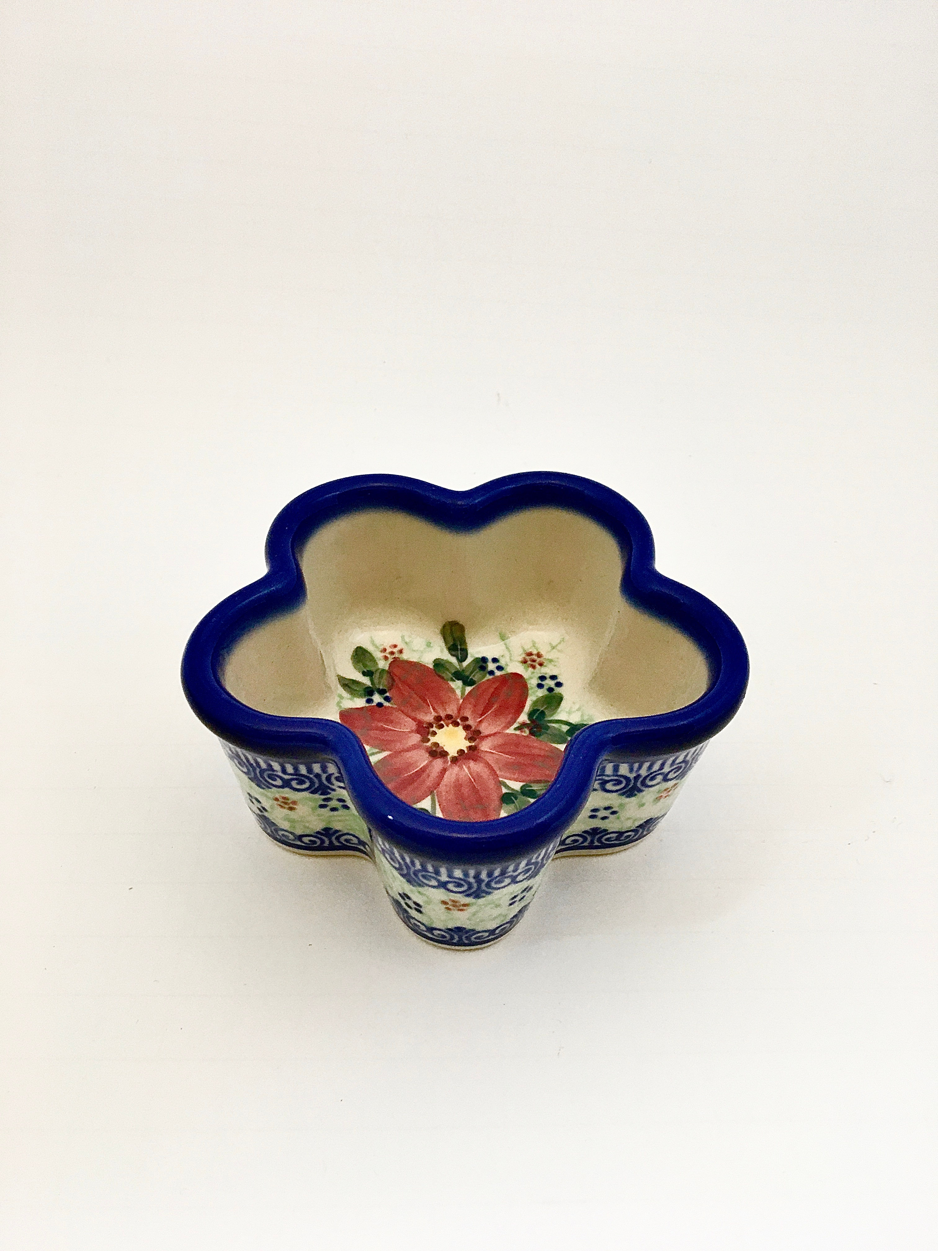 Flower Ramekin, "Red Zinnia"