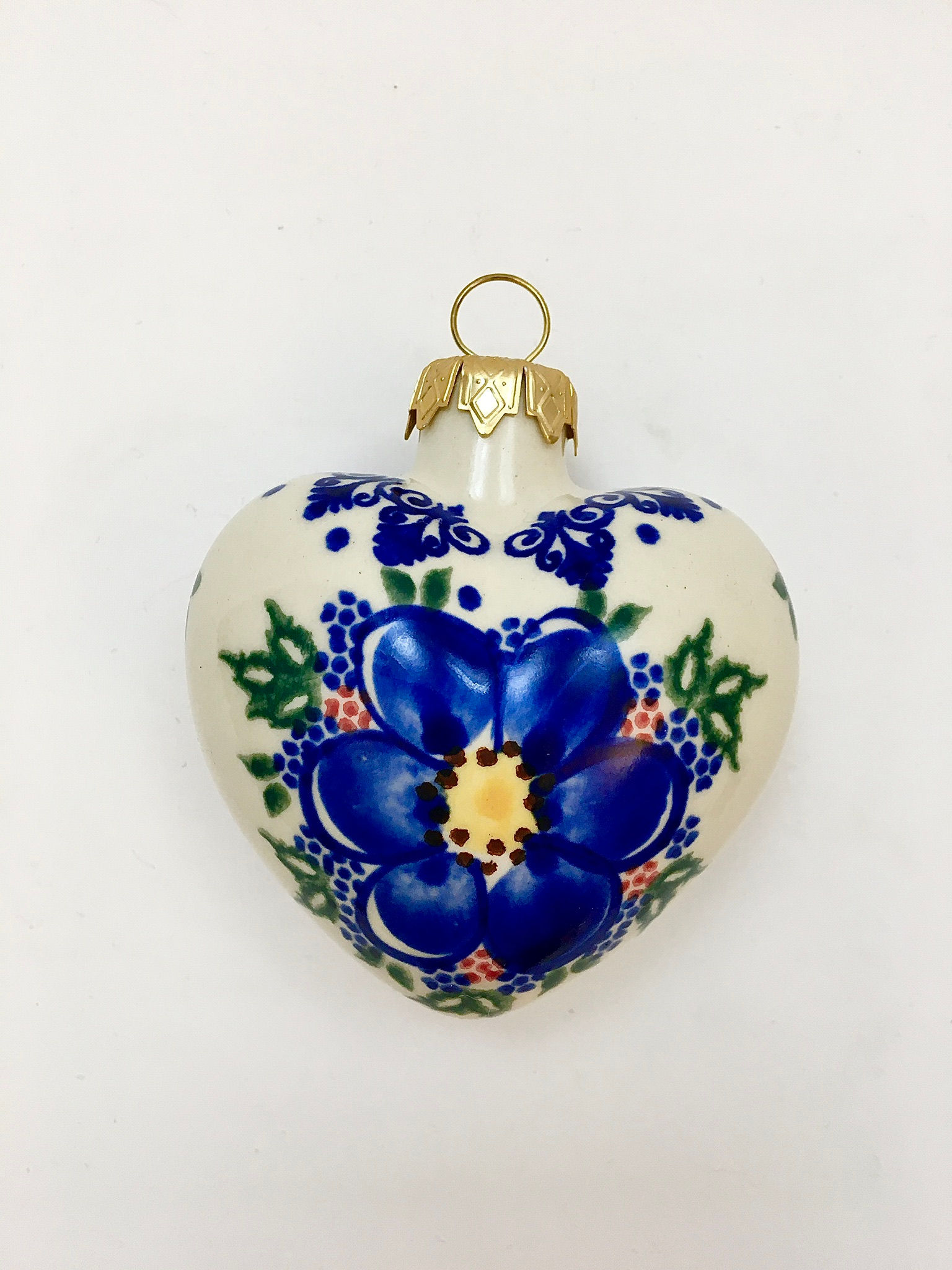 Puffed Heart Bombka Ornament, "Alpine Bloom"