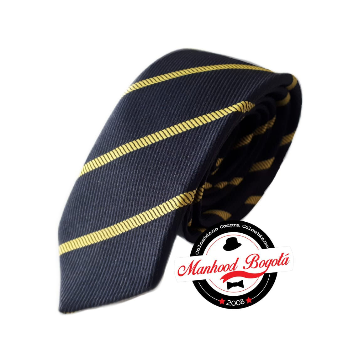 Corbata Slim azul raya amarilla