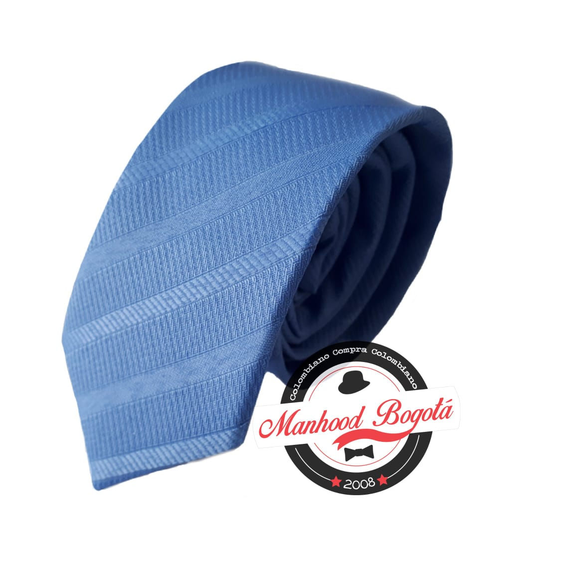 Corbata slim azul medio labrado diagonal