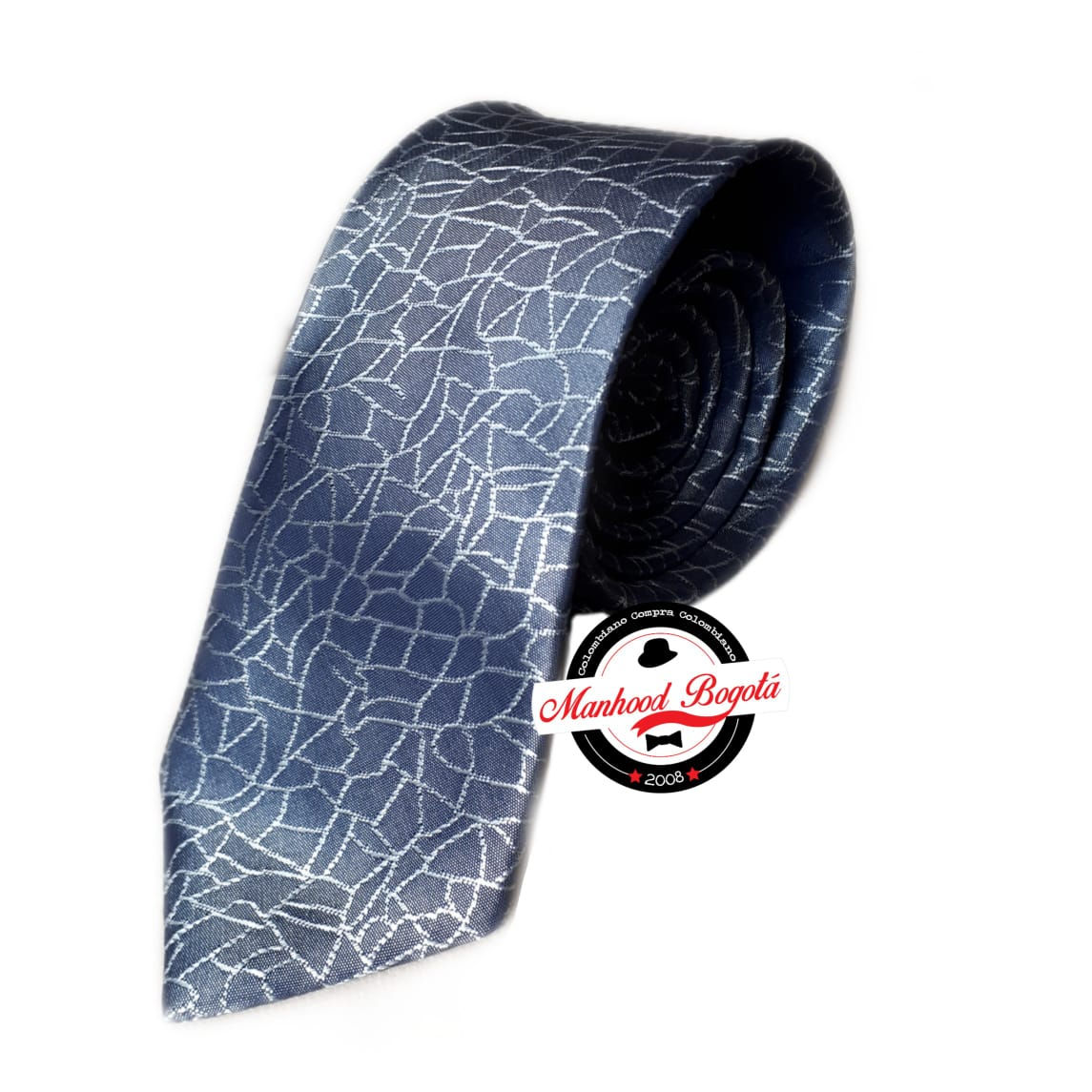 Corbata slim gris craquelado negro