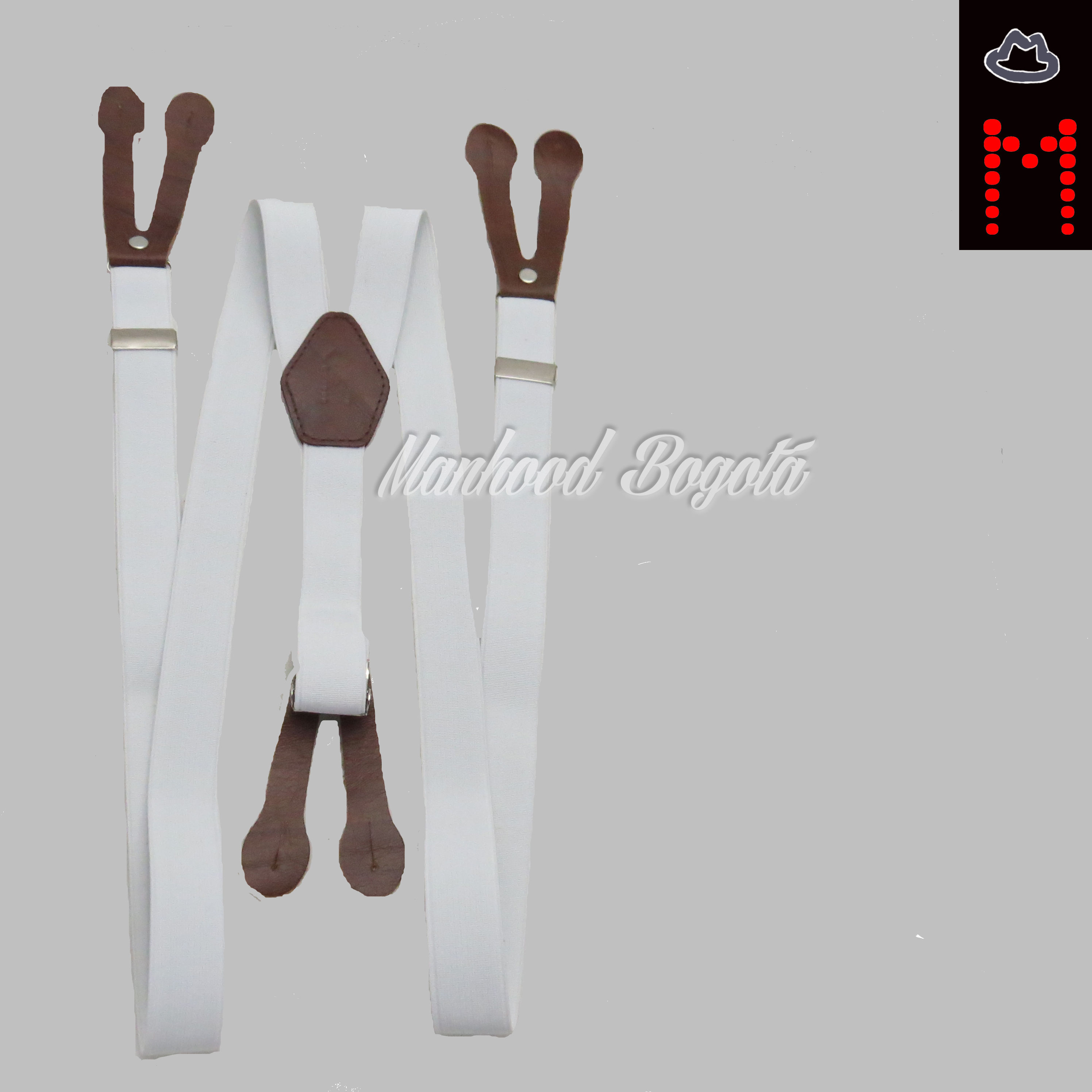 Tirantas delgadas blancas botón