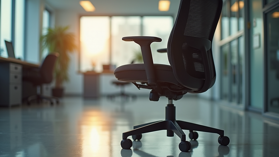 Close-up view of a discount office chair with adjustable features
