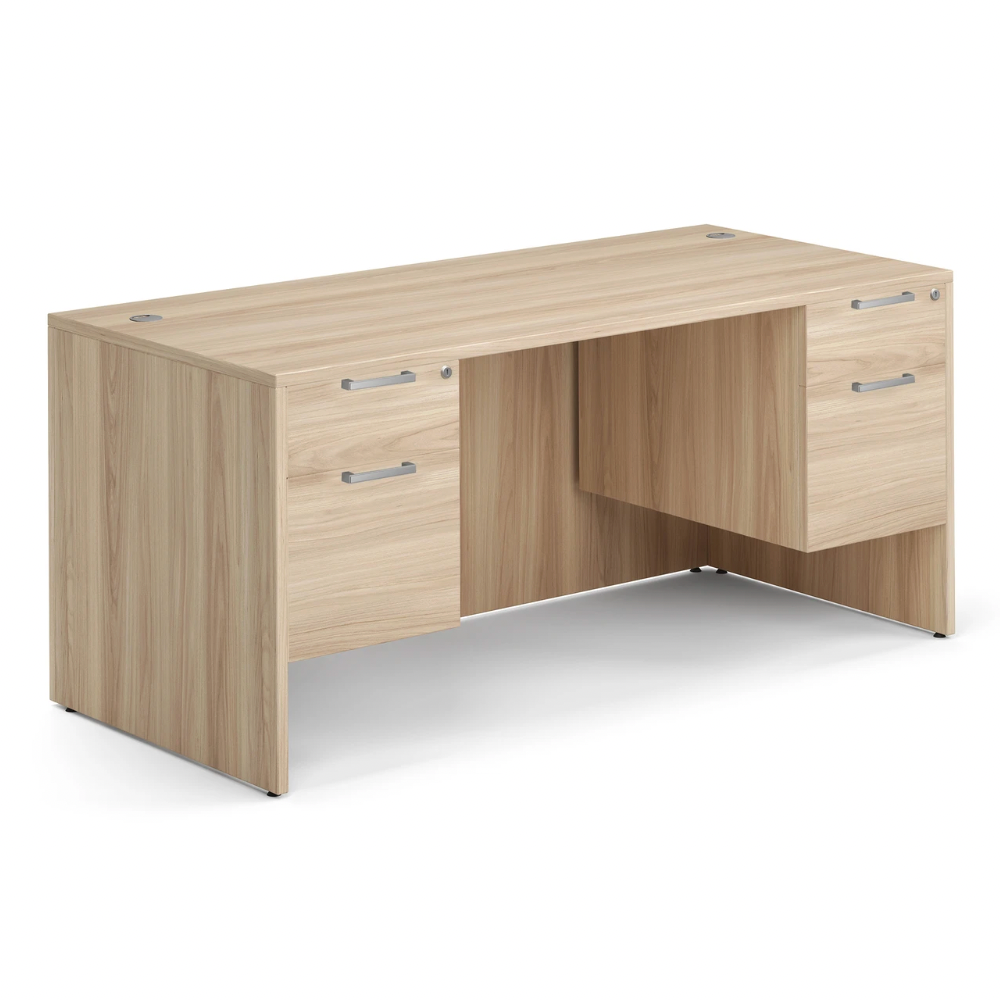 OfficeSource 3/4 Double Pedestal Desk