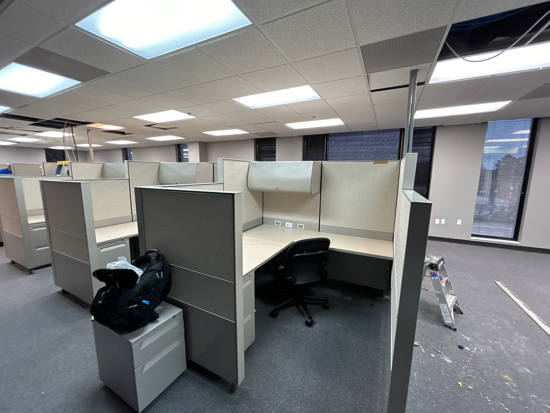 cubicle workstations in an office