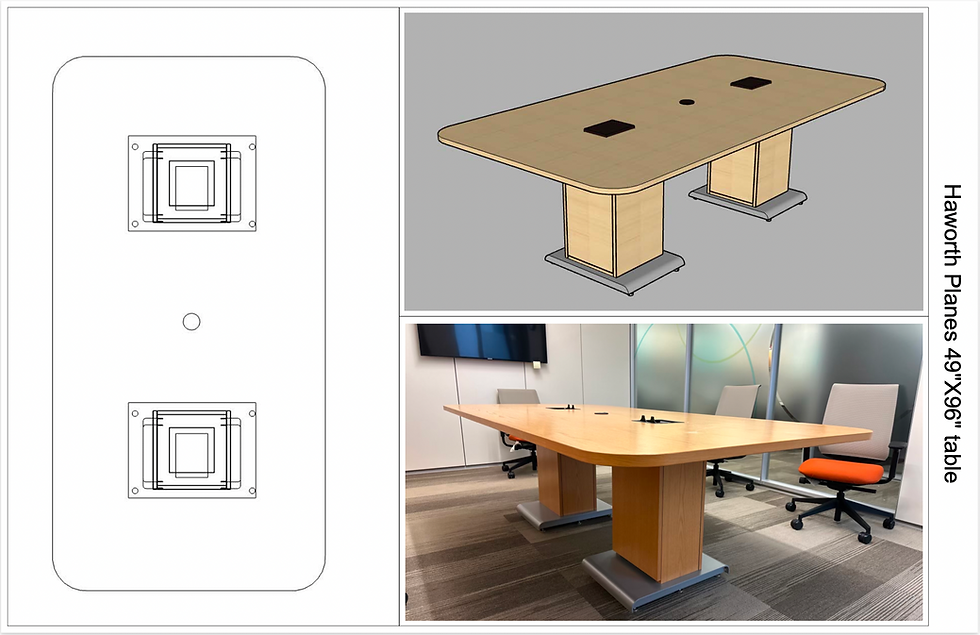 Thumbnail: 49" x 96" Haworth Planes Conference Table w/ Power Boxes (Medium Oak Veneer)