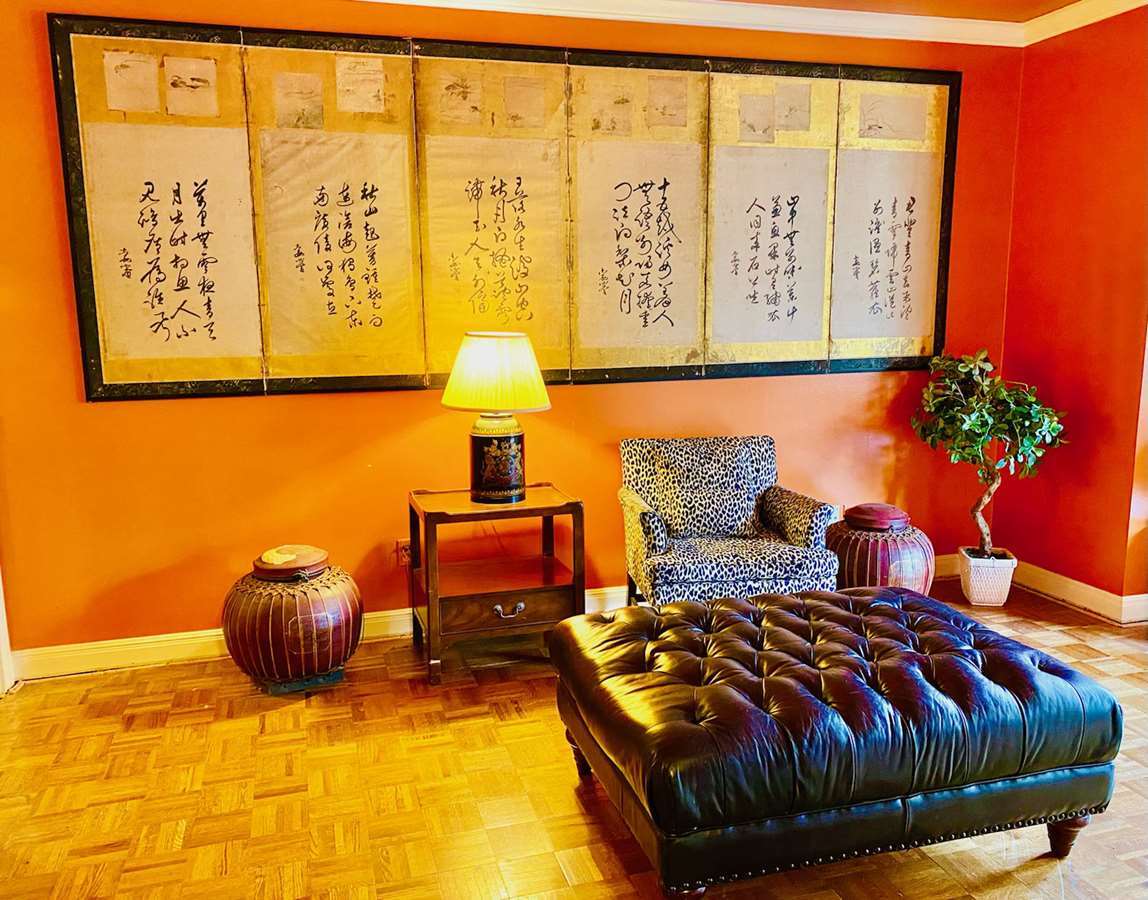 The estate of a prominent decorator featuring chandeliers, art, higher-end furniture, antiques and decorative accessories.