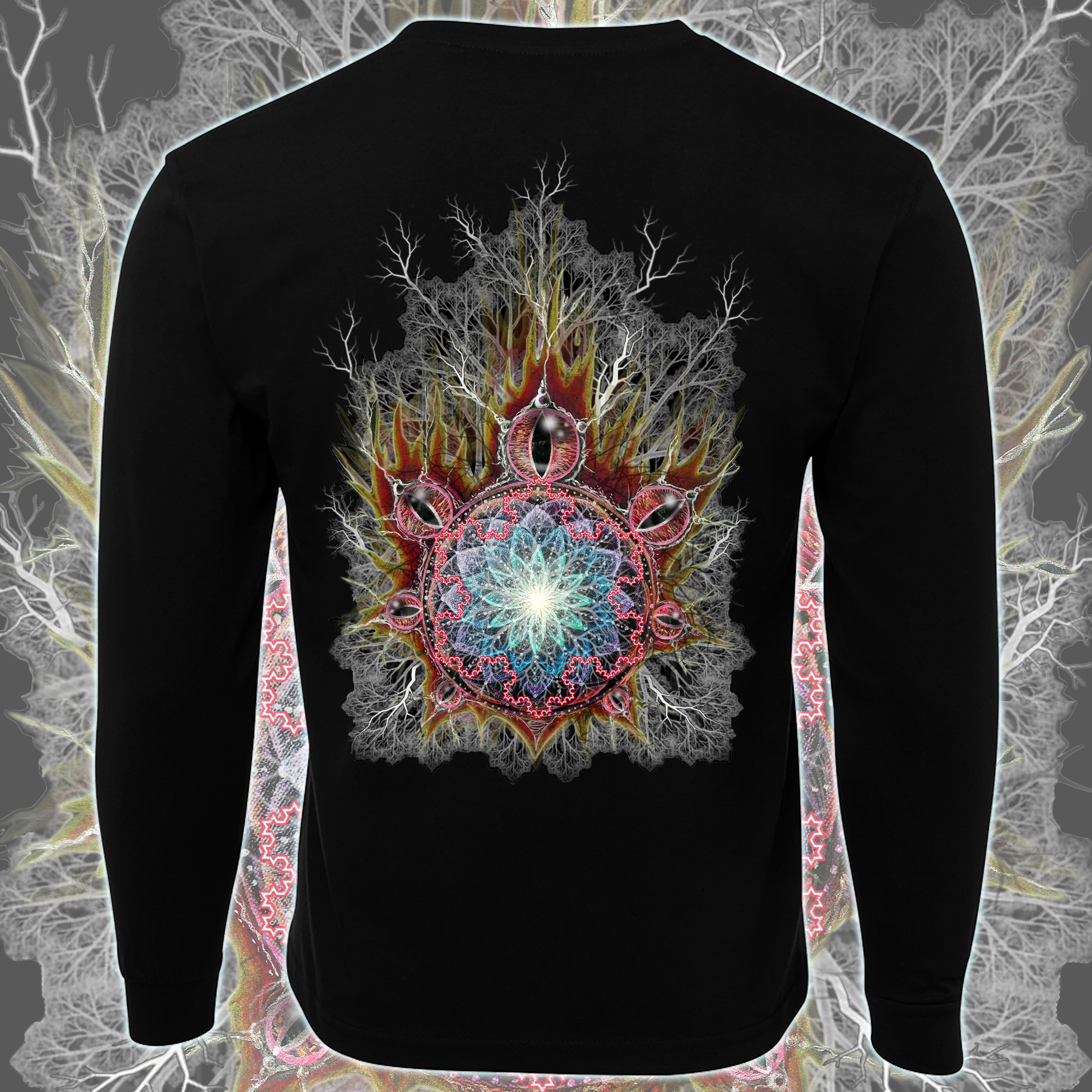 Fire Fractal Dragon Long Sleeve T shirt