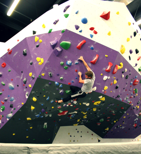 man bouldering