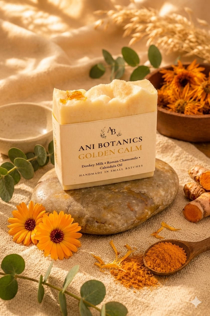 Goldem Calm natural botanical handmade soap by Ani Botanics