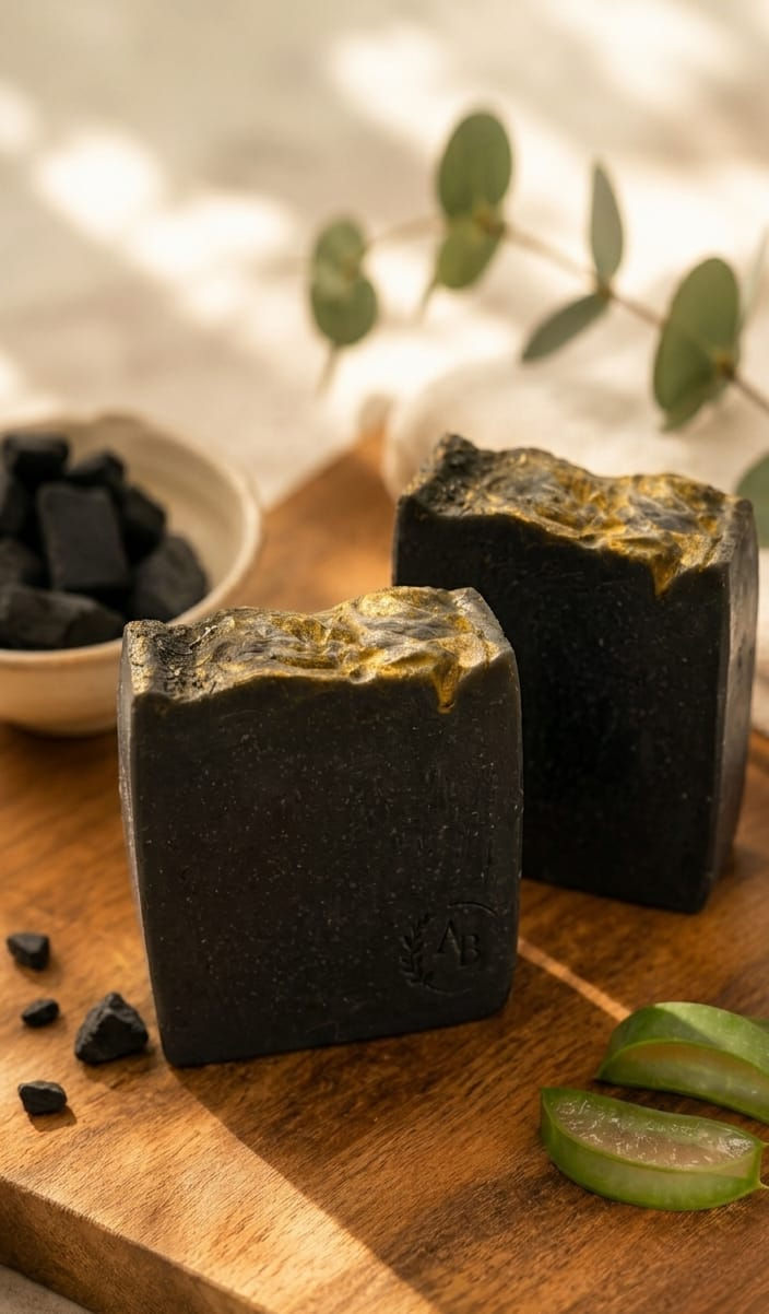 Moon Charcoal natural botanical handmade soap by Ani Botanics
