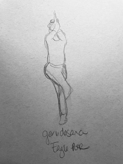 Woman in eagle pose sketch