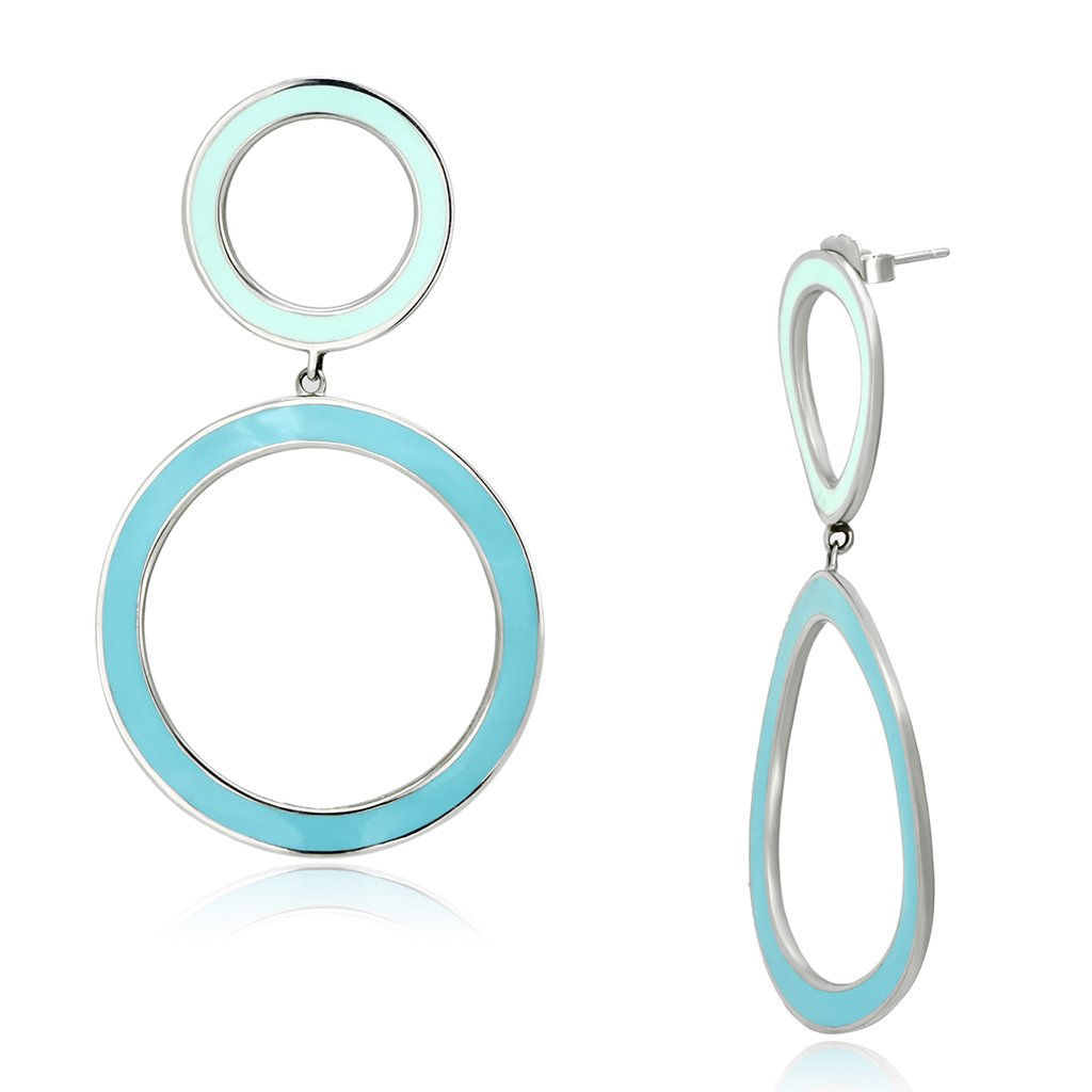 TK917 High Polished (No Plating) Stainless Steel Earrings With Epoxy in Multi