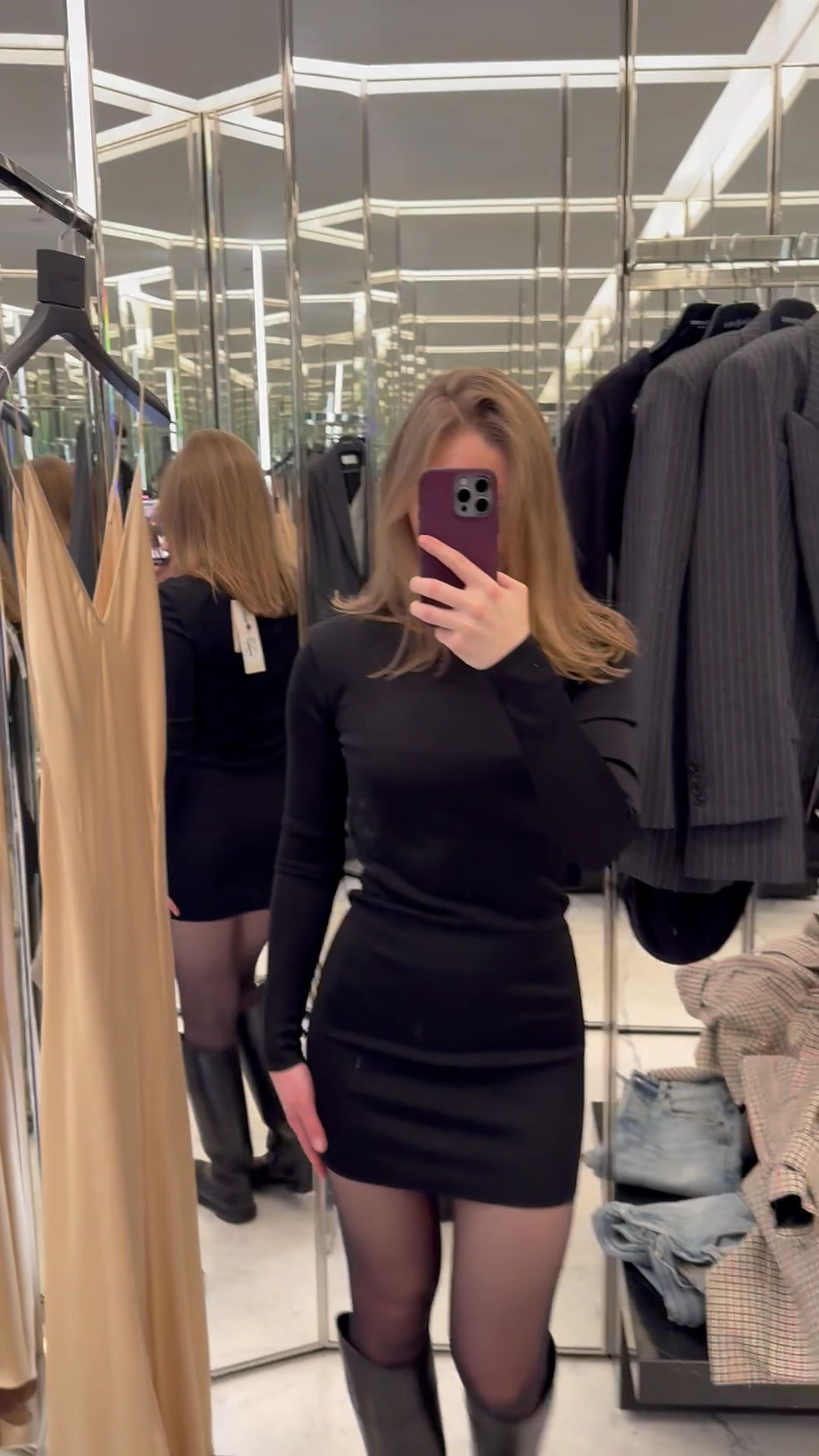 Thumbnail: SAINT LAURENT Mini Dress in Knit Black