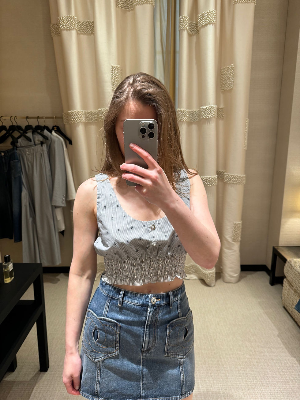 Thumbnail: CHANEL Crop Top with Pearl & Crystal Embroidery