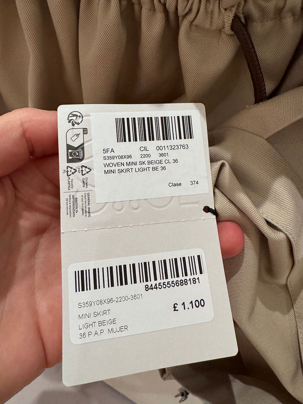 Thumbnail: LOEWE Cotton and Silk Gabardine Mini Skirt, Light Beige
