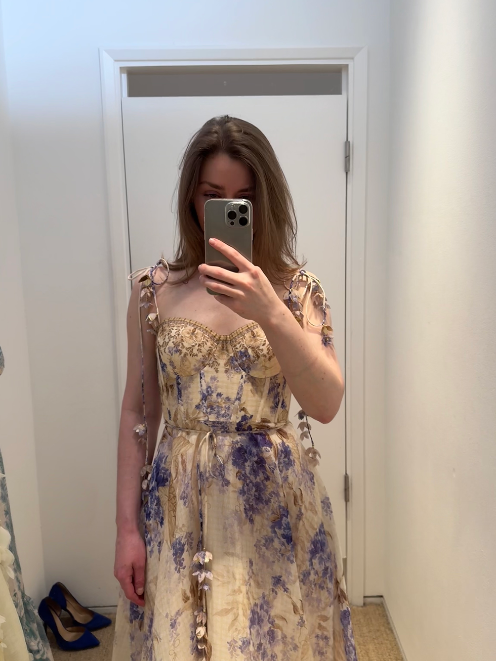 Thumbnail: ZIMMERMANN Dawning Picnic Silk Linen Midi Dress, Lilac Floral, 3885DS252