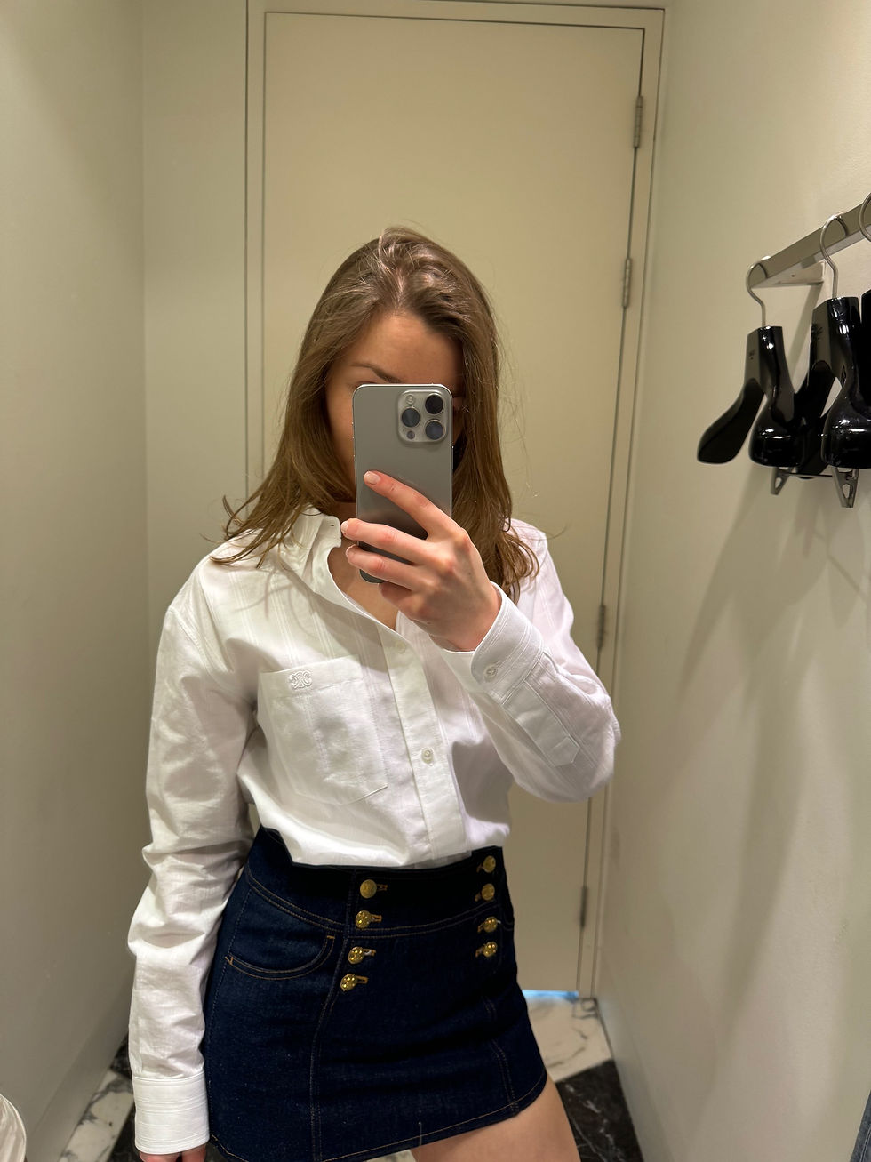 Thumbnail: CELINE Trapeze Mini Skirt in Rinsed Wash Denim