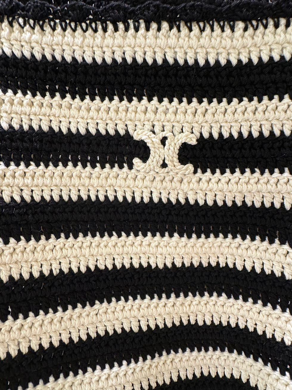 Thumbnail: Celine Triomphe Striped Crocheted Crop Top