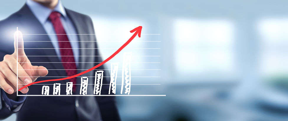 Bar chart with arrow going up