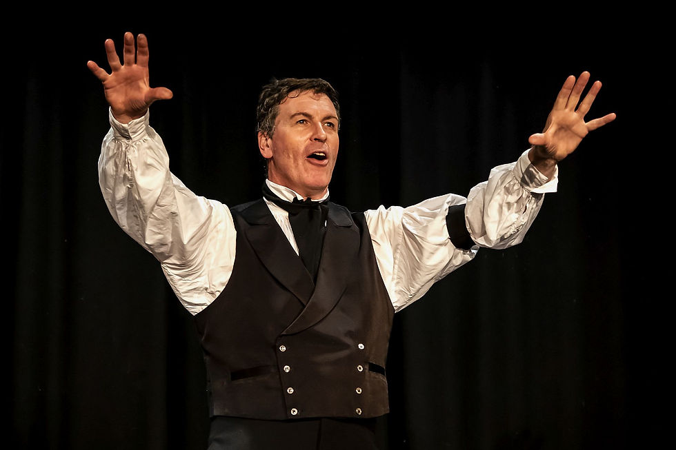 Mark Stratford as William Macready who Macready Theatre is named after.