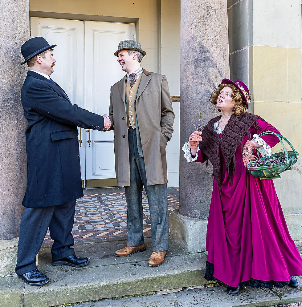 David Walters, (Col. Pickering), Ben Munday, (Prof. Henry Higgins), Ella Kenrick, (Eliza Doolittle). Photo courtesy of LWMS.