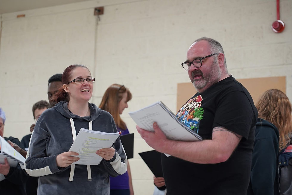 Learning the lines in rehearsals. Photo courtesy of MTS.
