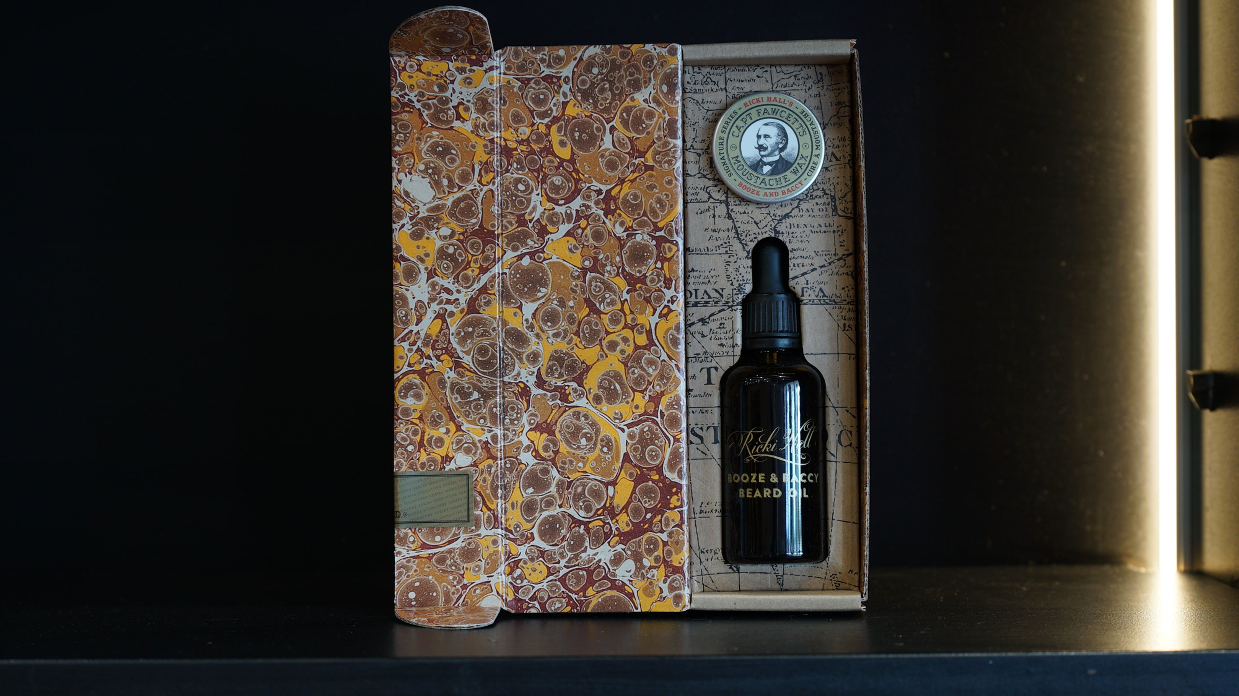 Captain Fawcett Booze & Baccy Beard Oil & Moustache Wax Gift Set