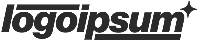 Logo with the text logoipsum in black and white with shine.