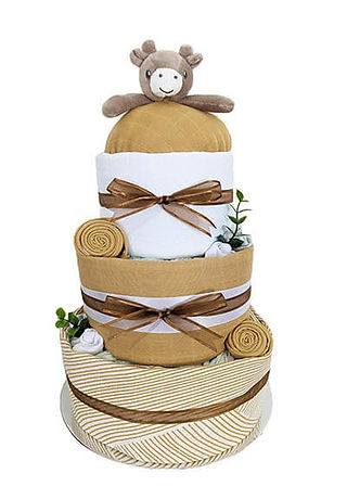 Neutral giraffe nappy cake in unisex colours
