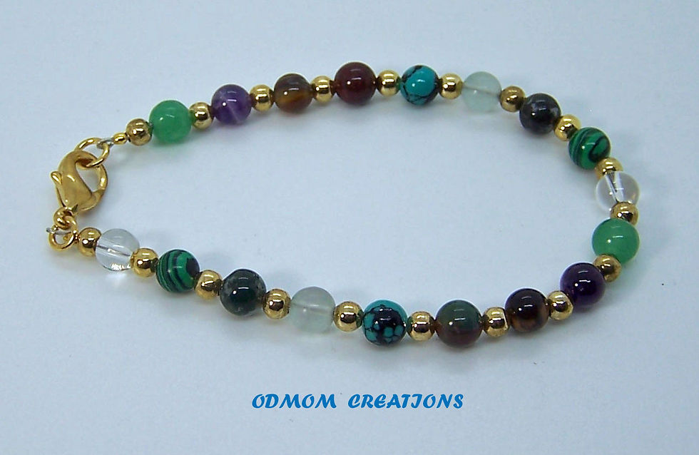 7.5 inch Gold Plated Stone Bracelet: Multiple Stones