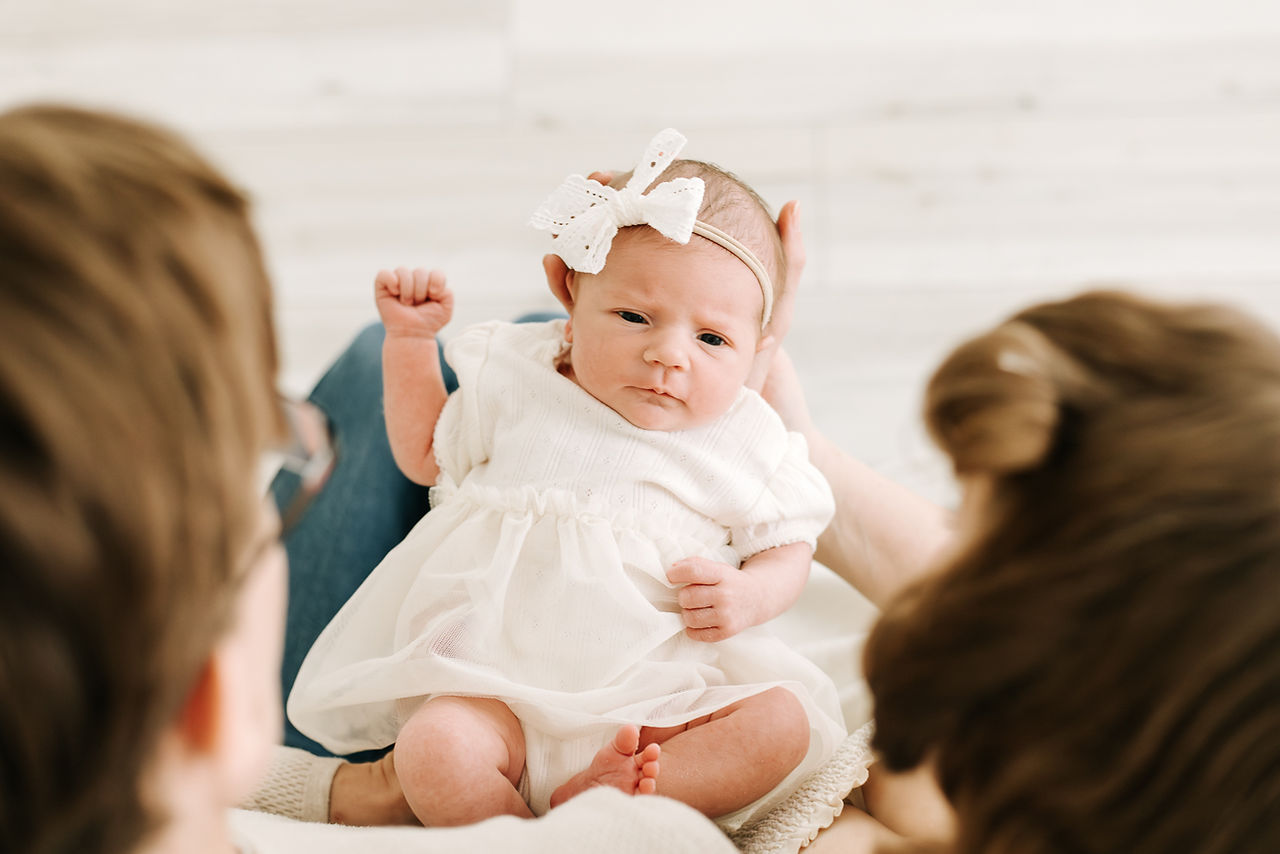 Baby portrait during a newborn session in Guelph, Ontario captured with soft natural styling