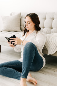 Gianna, a mother and founder of Haven, during her branding session, with professional, relatable, and grounded images reflecting her mission to build a village for motherhood in Canada.